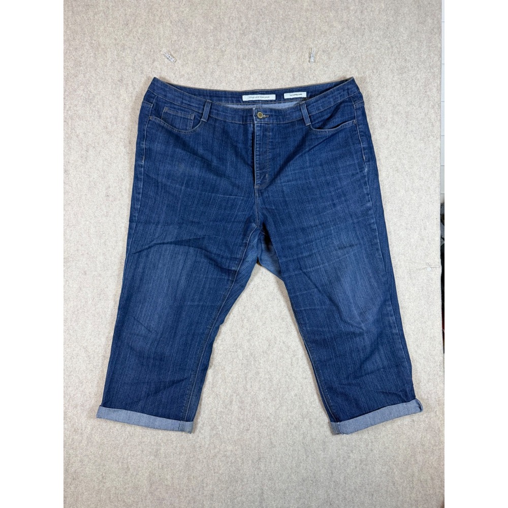 P94. Jones New York Jeans City Cuffed Capri Dark Wash Denim Cropped Pants Womens